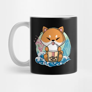 Boba Tea Shiba Inu Dog Japanese Great Wave Kanagawa Mug